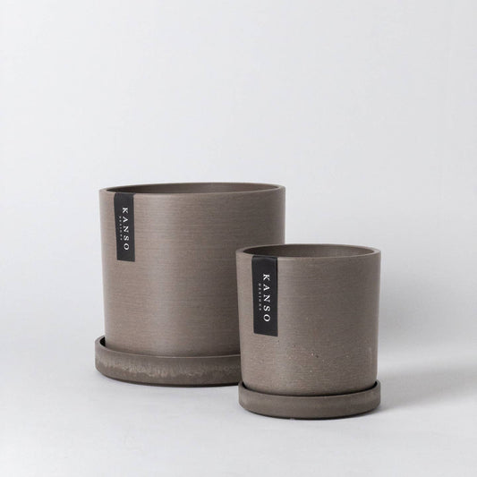 Kanso Designs 4” Pot & Saucer Beachwood Brown