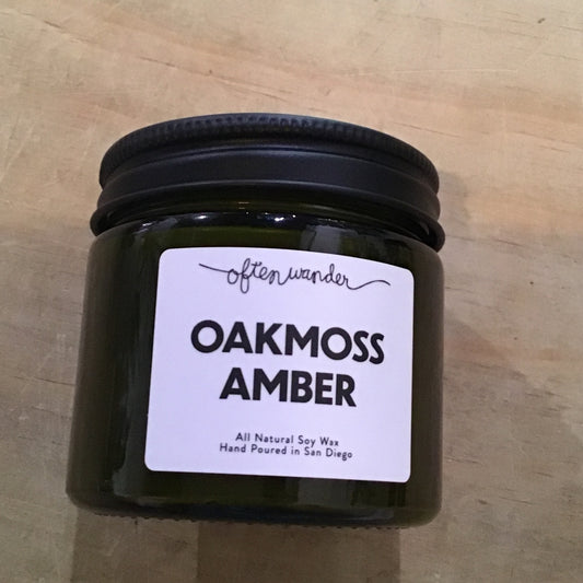 Often Wander- 6oz Oakmoss Amber Candle